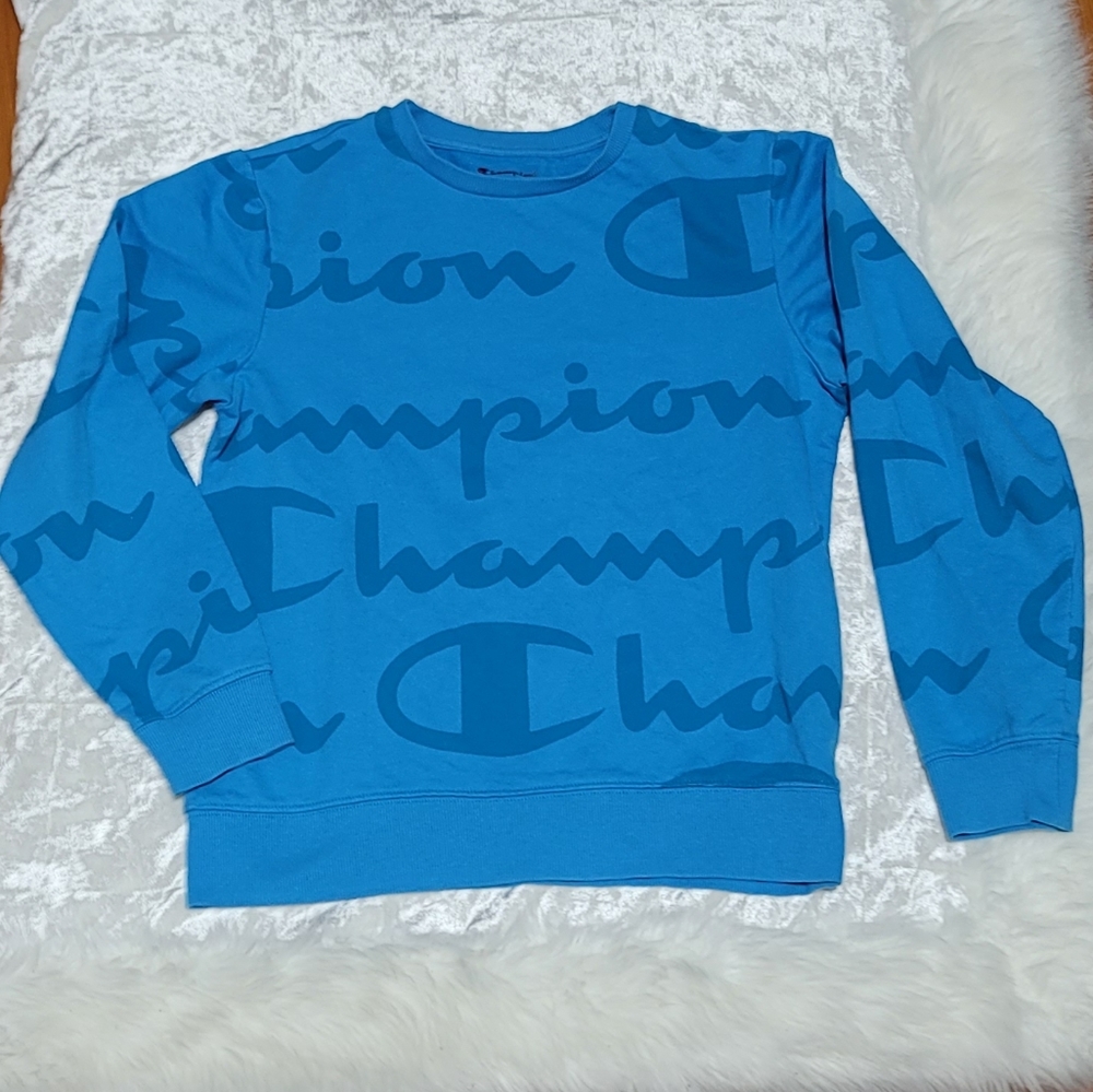 Champion Blue Graphic Sweat Shirt Boys Sweater